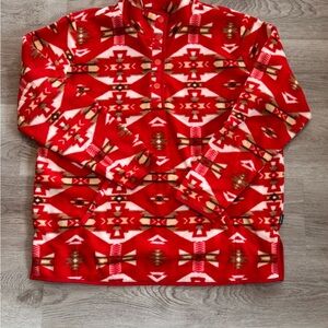 Wrangler Retro Women's Red Southwestern Quarter Snap Super Soft Fleece Pullover